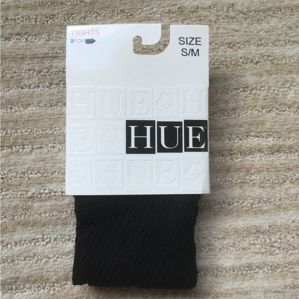 HUE Diamond Textured Tights with Control Top Black Size S | M